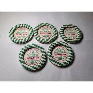 Vintage Milk Caps Lot of 5 New Waxed Paper Bottle Lids Lynworth Farms Fulton Ny